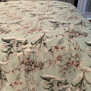 Queen size Floral Duvet Cover in Green and Cream
